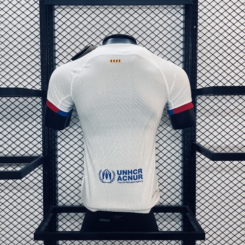 Retro Jersey Player Version 2023-2024 Barcelona Away White Soccer Jersey Vintage Football Shirt