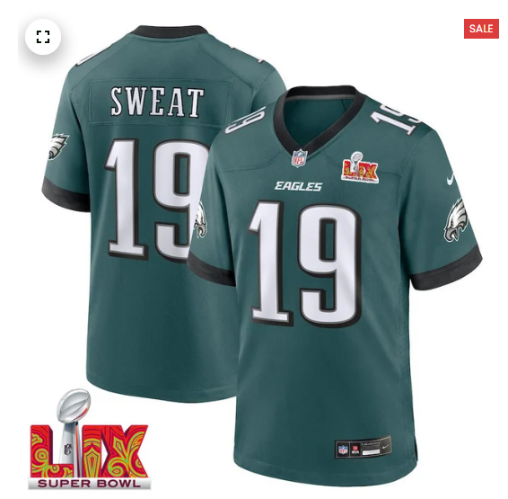 Eagles Sweat 19 Super Bowl LIX NFL Jersey