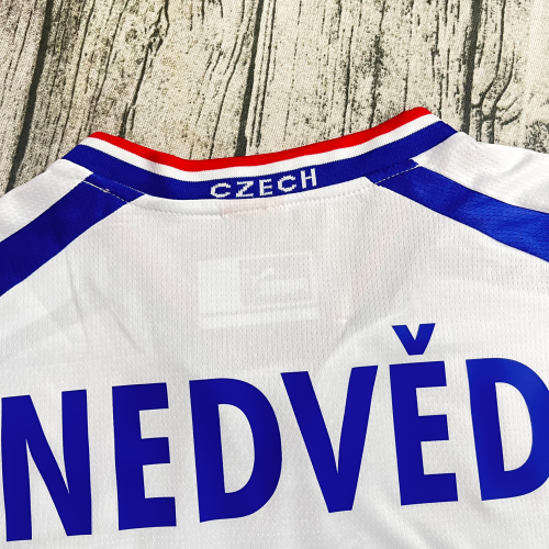 with Patch Retro Jersey 2000 Czech NEDVED 4 Away White Soccer Jersey Vintage Football Shirt