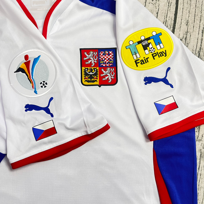 with Patch Retro Jersey 2000 Czech Away White Soccer Jersey
