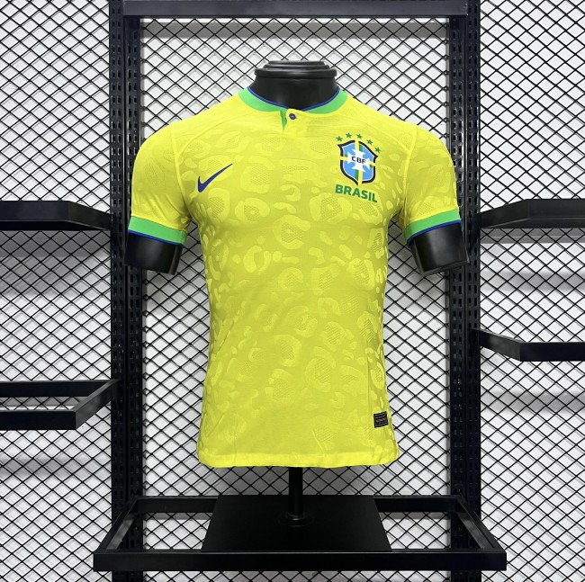 Retro Jersey Player Version 2022 World Cup Brazil Home Soccer Jersey Vintage Brasil Football Shirt