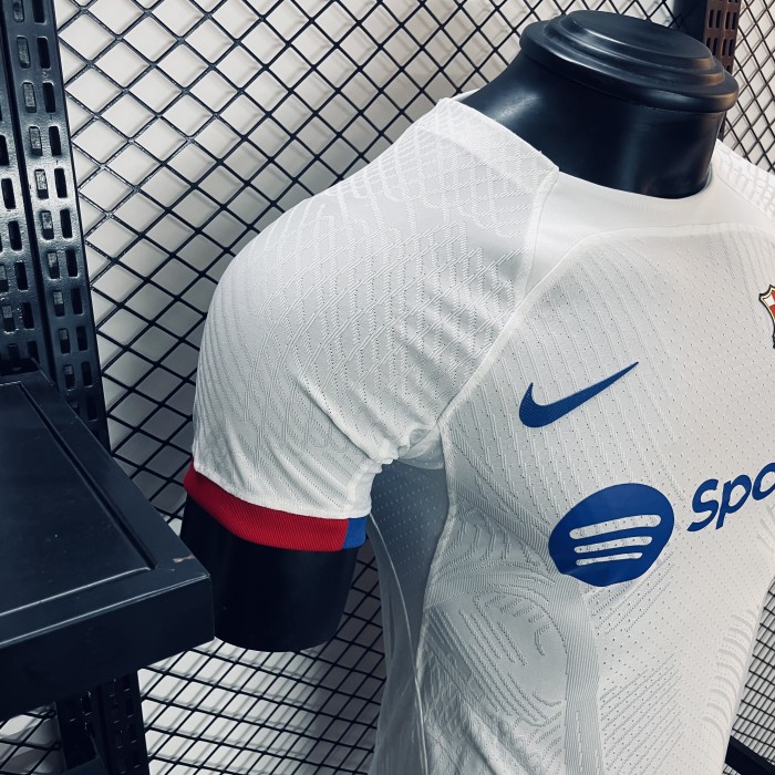 Retro Jersey Player Version 2023-2024 Barcelona Away White Soccer Jersey Vintage Football Shirt