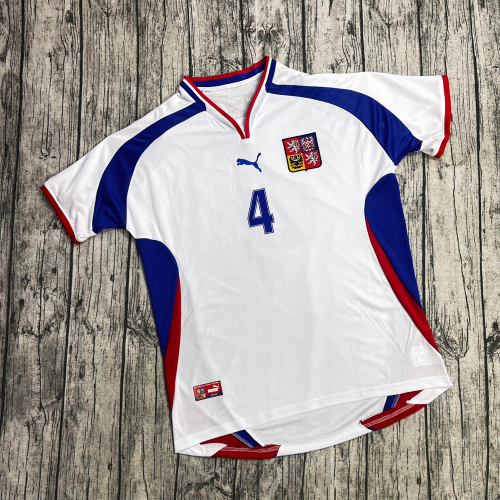 with Patch Retro Jersey 2000 Czech Away White Soccer Jersey