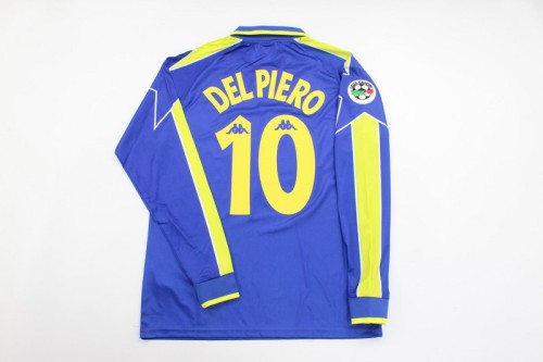 with Serie A Patch Long Sleeve Retro Jersey 1996-1997 Juventus DEL PIERO 10 Away Blue Soccer Jersey Vintage Maillot de Foot