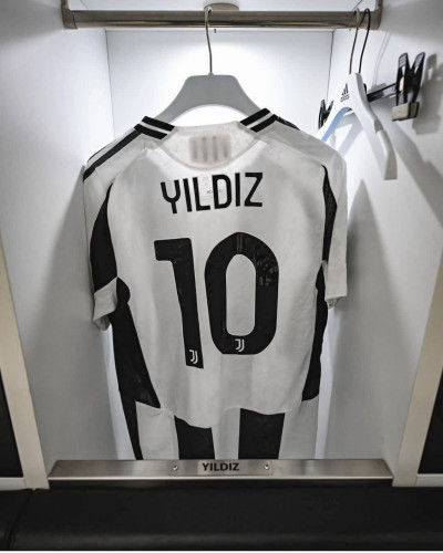with UCL Patch Fans Version 2024-2025 Juventus YILDIZ 10 Home Soccer Jersey Football Shirt