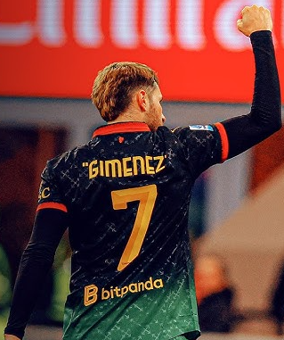 with bitpanda Logo Fan Version 2024-2025 AC Milan Gimenez 7 Black/Green Fourth Away Soccer Jersey AC Football Shirt