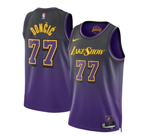 Hot Press Los Angeles Lakers DONCIC 77 Black/Purple NBA Jersey Basketball Shirt