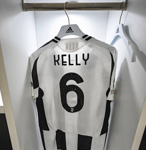 with UCL Patch Fans Version 2024-2025 Juventus KELLY 6 Home Soccer Jersey Football Shirt