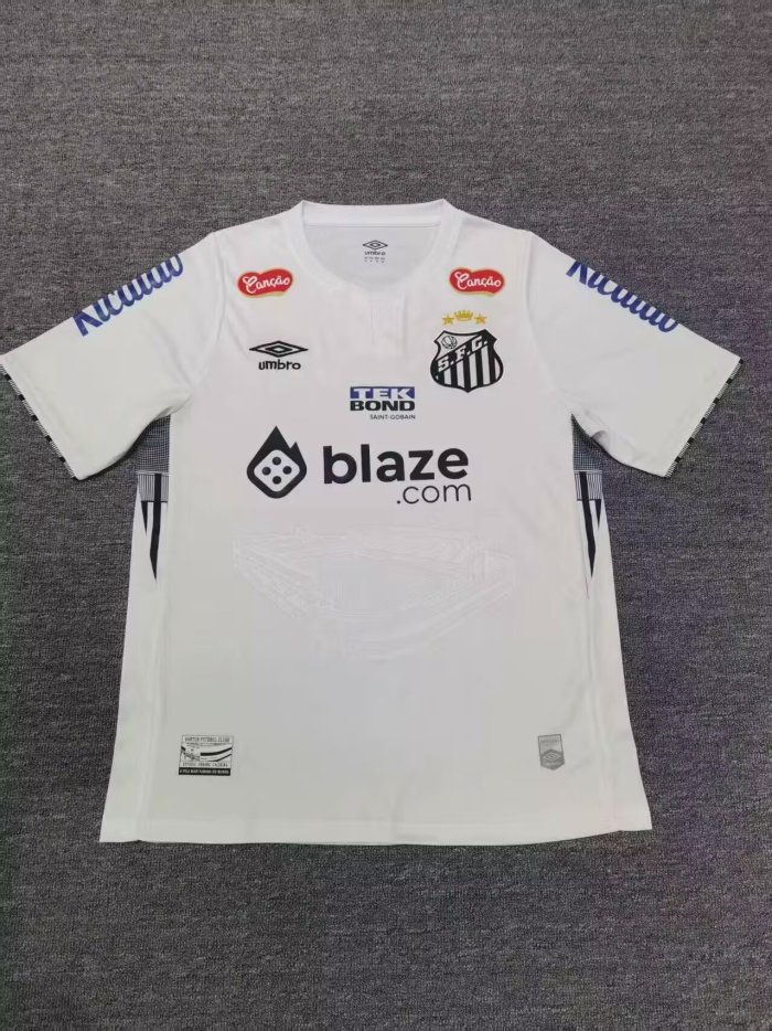 with All Sponor Logos Fan Version 2024-2025 Santos Home Soccer Jersey Football Shirt