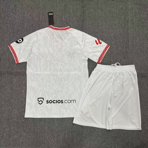 with LALIGA Patch Adult Uniform 2024-2025 Sevilla Home Soccer Jersey Shorts Football Kit