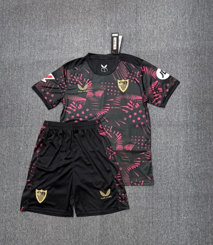 with LALIGA Patch Adult Uniform 2024-2025 Sevilla Third Away Soccer Jersey Shorts Football Kit