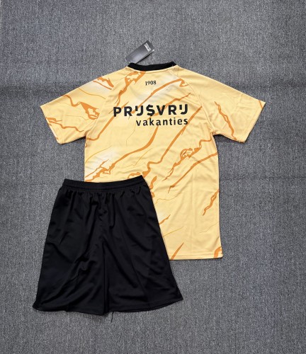 Adult Uniform 2024-2025 Feyenoord Rotterdam 4th Away Yellow Soccer Jersey Shorts Football Kit