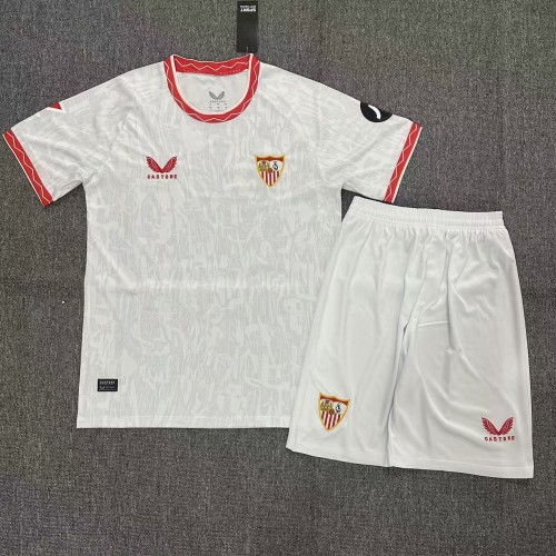 with LALIGA Patch Adult Uniform 2024-2025 Sevilla Home Soccer Jersey Shorts Football Kit