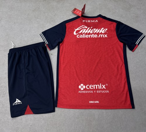 Adult Uniform 2025-2026 Cruz Azul Third Away Red Soccer Jersey Shorts Football Set