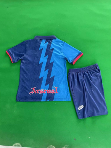 Retro Youth Uniform Kids Kit 1995-1996 Arsenal Away Blue Soccer Jersey Shorts Vintage Child Football Set