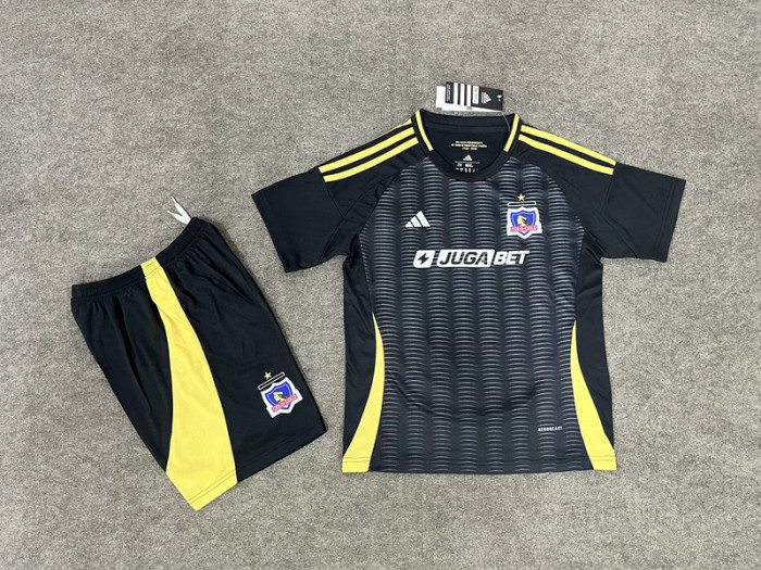 Youth Uniform Kids Kit 2025-2026 Colo-colo Away Black Soccer Jersey Shorts Child Football Set