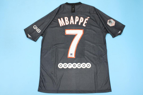 with Ligue 1 Patch Retro Jersey 2019-2020 PSG MBAPPE 7 4th Away Black Soccer Jersey Vintage Paris Football Shirt