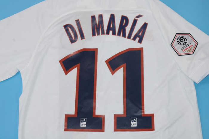 with Ligue 1 Patch Retro Jersey 2019-2020 PSG DI MARIA 11 Third White Soccer Jersey Vintage Paris Football Shirt