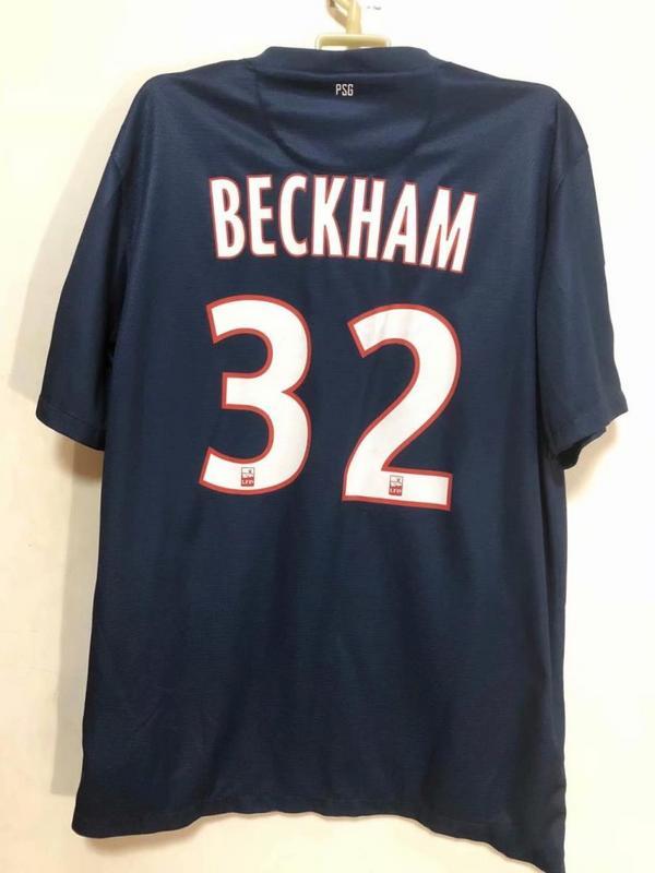 with Ligue 1 Patch Retro Jersey 2012-2013 PSG 32 BECKHAM Home Soccer Jersey Vintage Paris Football Shirt