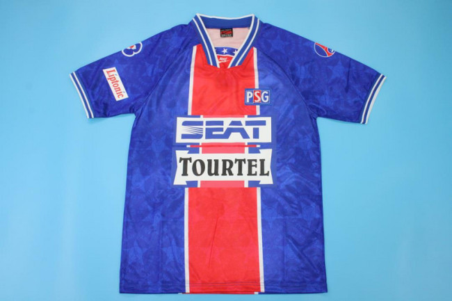 with Sponor Logo Retro Jersey 1994-1995 PSG Home Soccer Jersey Vintage Paris Football Shirt