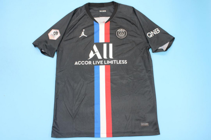 with Ligue 1 Patch Retro Jersey 2019-2020 PSG NEYMAR JR 10 4th Away Black Soccer Jersey Vintage Paris Football Shirt
