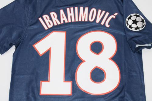 with UCL Patch Retro Jersey 2012-2013 PSG IBRAHIMOVIC 18 Home Soccer Jersey Vintage Paris Football Shirt