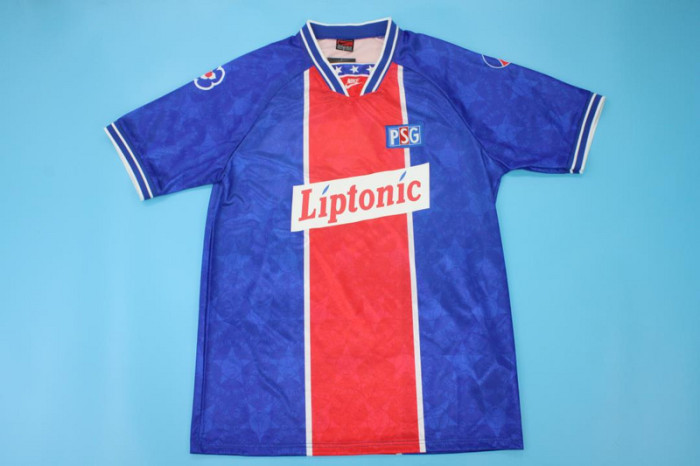 with LIPTONIC Logo Retro Jersey 1994-1995 PSG Home Soccer Jersey Vintage Paris Football Shirt
