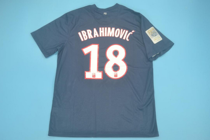with Ligue 1 Patch Retro Jersey 2012-2013 PSG IBRAHIMOVIC 18 Home Soccer Jersey Vintage Paris Football Shirt