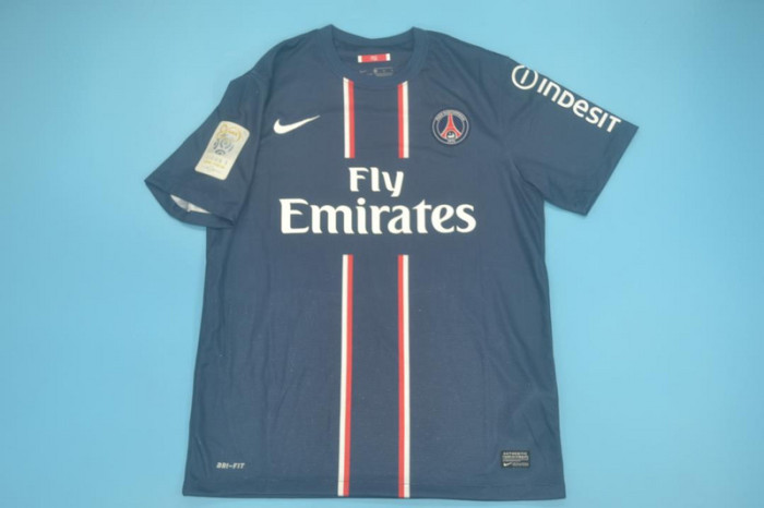 with Ligue 1 Patch Retro Jersey 2012-2013 PSG Home Soccer Jersey Vintage Paris Football Shirt