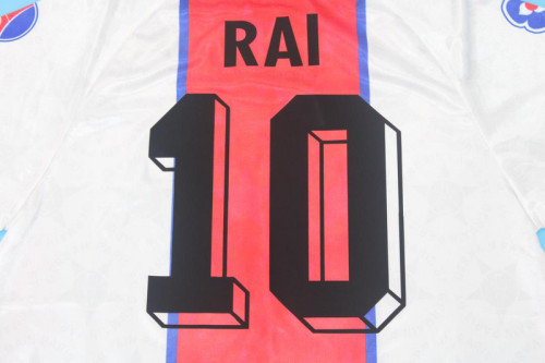 Retro Jersey 1994-1995 Paris Saint-Germain FC RAI 10 Away White Soccer Jersey PSG Football Shirt