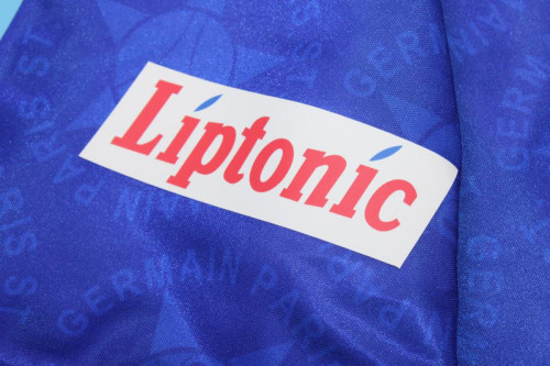 with LIPTONIC Logo Retro Jersey 1994-1995 PSG Home Soccer Jersey Vintage Paris Football Shirt