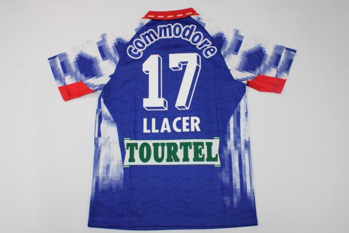 Retro Jersey 1992-1993 PSG LLACER 17 Away White/Blue Soccer Jersey Vintage Paris Football Shirt
