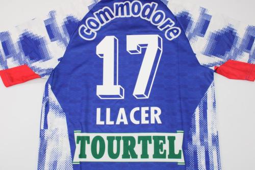 Retro Jersey 1992-1993 PSG LLACER 17 Away White/Blue Soccer Jersey Vintage Paris Football Shirt