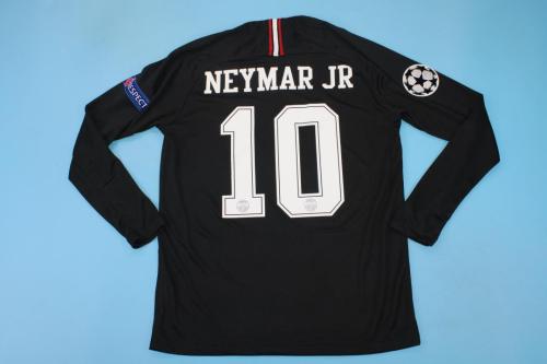 with UCL Patch Long Sleeve Retro Jersey 2018-2019 PSG Neymar Jr 10 Black Soccer Jersey Vintage Paris Football Shirt