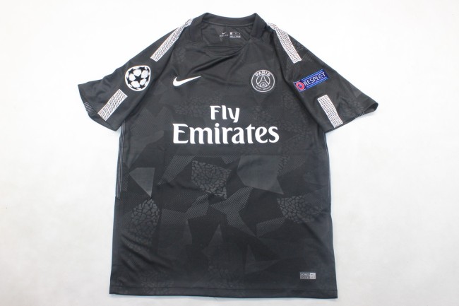 with UCL Patch Retro Jersey 2017-2018 PSG Third Away Black Soccer Jersey Vintage Paris Football Shirt