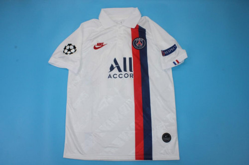 with UCL Patch Retro Jersey 2019-2020 PSG Third White Soccer Jersey Vintage Paris Football Shirt