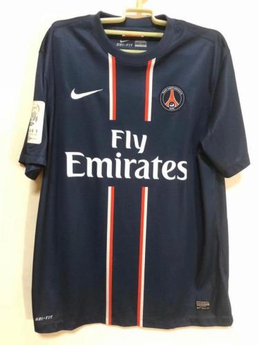 with Ligue 1 Patch Retro Jersey 2012-2013 PSG 32 BECKHAM Home Soccer Jersey Vintage Paris Football Shirt