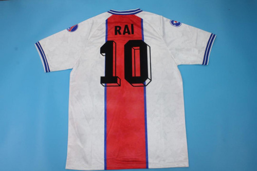 Retro Jersey 1994-1995 Paris Saint-Germain FC RAI 10 Away White Soccer Jersey PSG Football Shirt