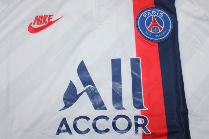 with Ligue 1 Patch Retro Jersey 2019-2020 PSG Third White Soccer Jersey Vintage Paris Football Shirt