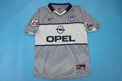 with League Patch Retro Jersey 2000-2001 PSG Away Grey Soccer Jersey Vintage Paris Football Shirt