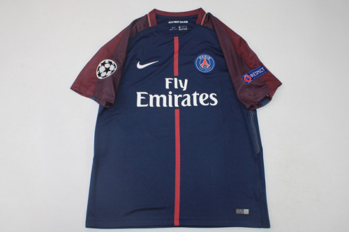with UCL Patch Retro Maillot 2017-2018 PSG Home Soccer Jersey Vintage Paris Football Shirt