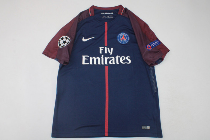 with UCL Patch Retro Maillot 2017-2018 PSG Home Soccer Jersey Vintage Paris Football Shirt