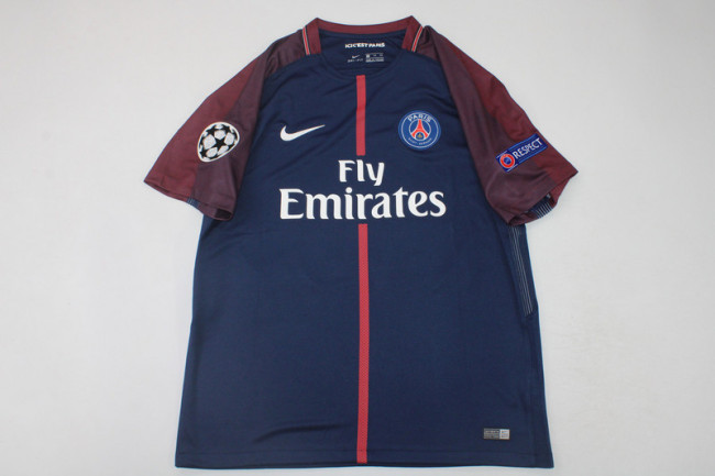 with UCL Patch Retro Maillot 2017-2018 PSG Home Soccer Jersey Vintage Paris Football Shirt