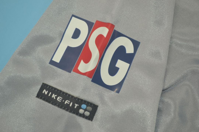 with UCL Patch Retro Jersey 2000-2001 PSG Away Grey Soccer Jersey Vintage Paris Football Shirt