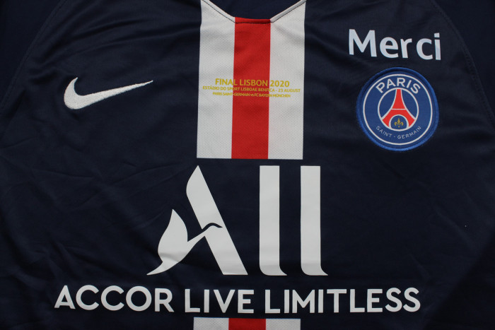 with Front Lettering+UCL Patch Retro Jersey 2019-2020 PSG Home Soccer Jersey Vintage Paris Football Shirt