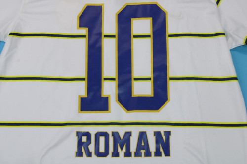Retro Jersey 1998-1999 Boca Juniors ROMAN 10 White Cup Soccer Jersey Vintage Football Shirt