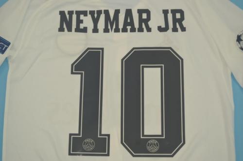 with UCL Patch Retro Jersey 2018-2019 PSG NEYMAR JR 10 Away White Soccer Jersey Vintage Paris Football Shirt