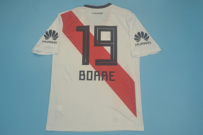 with Libertadores Patch+Front Lettering Retro Jersey 2018-2019 River Plate BORRE 19 Home Soccer Jersey Vintage Football Shirt