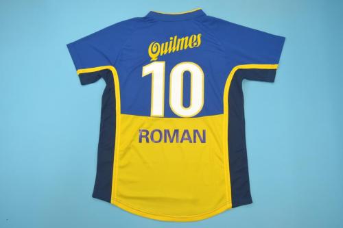 Retro Jersey 2001 Boca Juniors ROMAN 10 Home Soccer Jersey Vintage Football Shirt