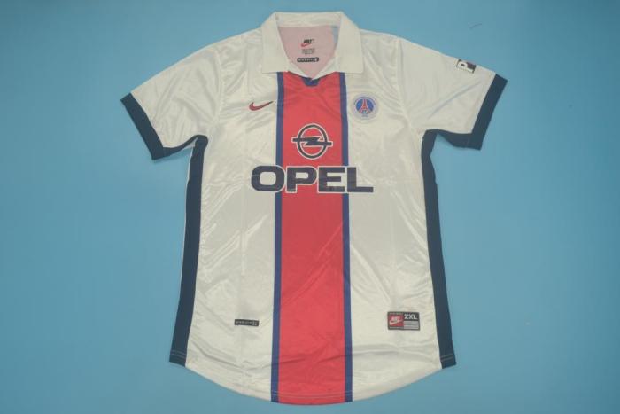 Retro Jersey 1998-1999 PSG RONALDINHO 21 Away White Soccer Jersey Vintage Paris Football Shirt